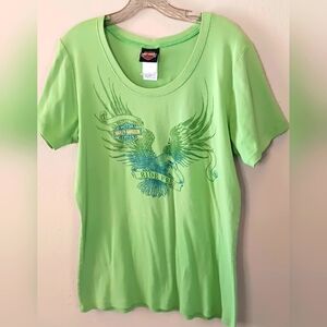 Harley-Davidson Green Tank Top with Eagle Design